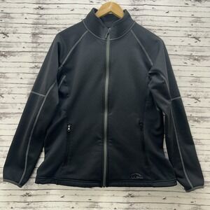 LL Bean Mountain Fleece Lined Jacket Women's L Full Zip Black Pockets Hiking